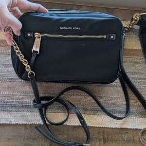 Michael Kors Black Crossbody Bag with Gold Accents